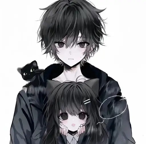 anime couple matching pfp cartoon style 