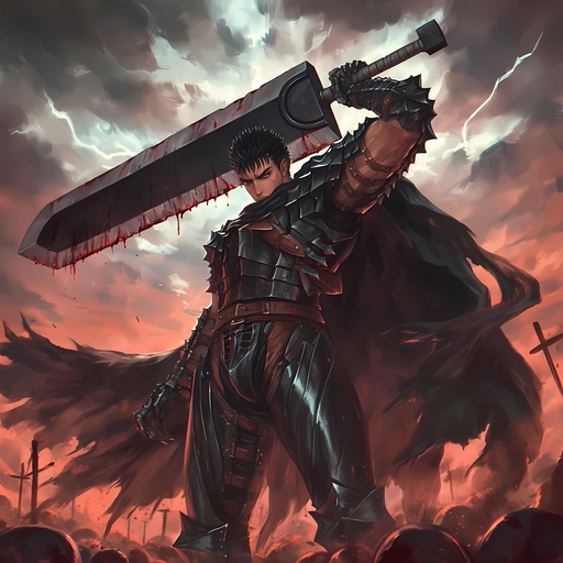 guts pfp black and white icon 