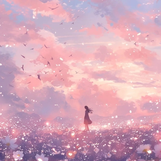 light pink pastel anime