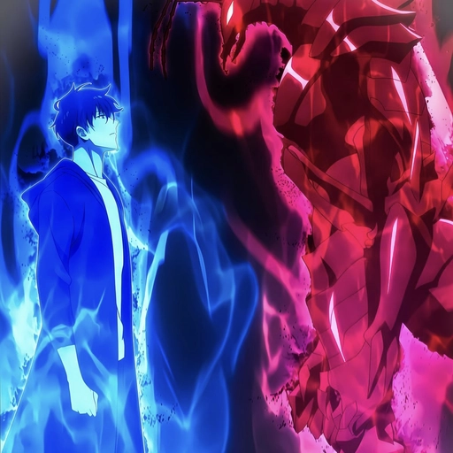 purple sung jin woo pfp neon style