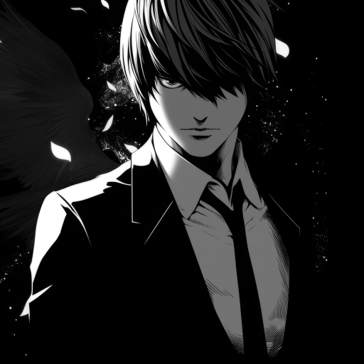 black and white light yagami pfp 