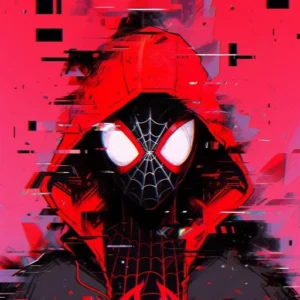 anime glitchcore pfp neon glow