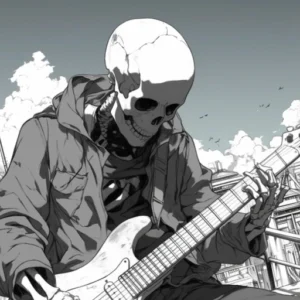 purple skeleton pfp glowing look