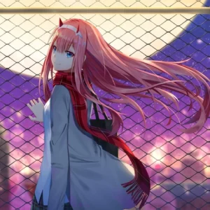 zero two cute pfp holding flower