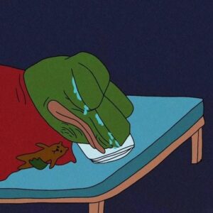 aesthetic frog sitting under mushroom