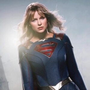 cinematic supergirl pfp flying above city