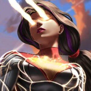 fierce supergirl portrait with lightning