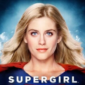 realistic supergirl picture in the sky
